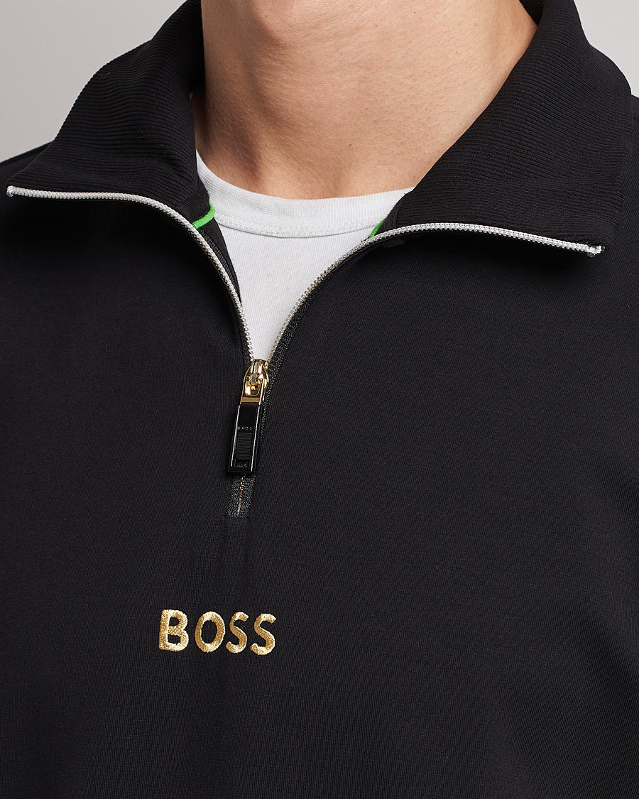 Homme | Pulls Et Tricots | BOSS GREEN | Center Logo Half Zip Black