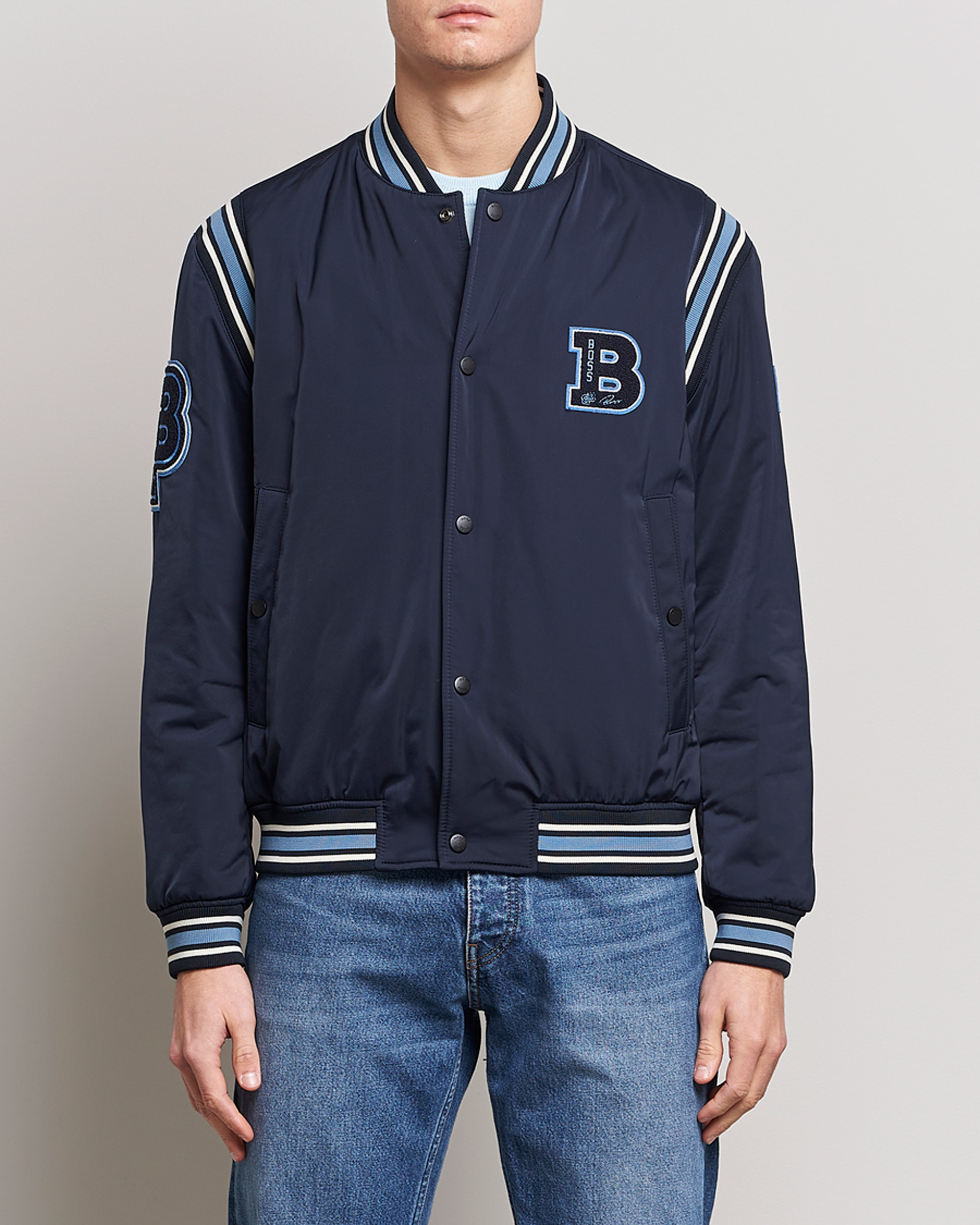 Homme | Manteaux Et Vestes | BOSS ORANGE | Oronzo Varsity Bomber Jacket Dark Blue