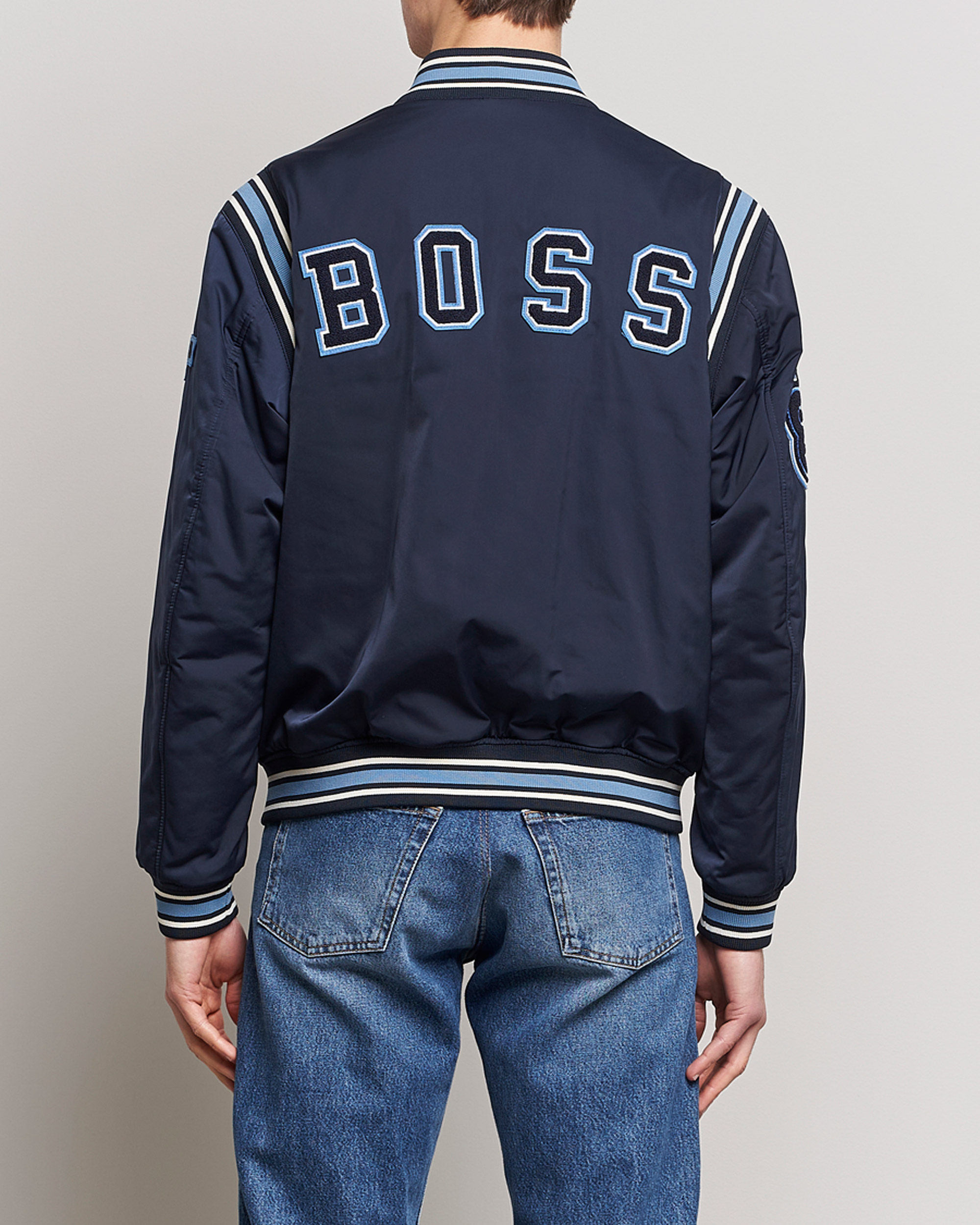 Homme | Manteaux Et Vestes | BOSS ORANGE | Oronzo Varsity Bomber Jacket Dark Blue