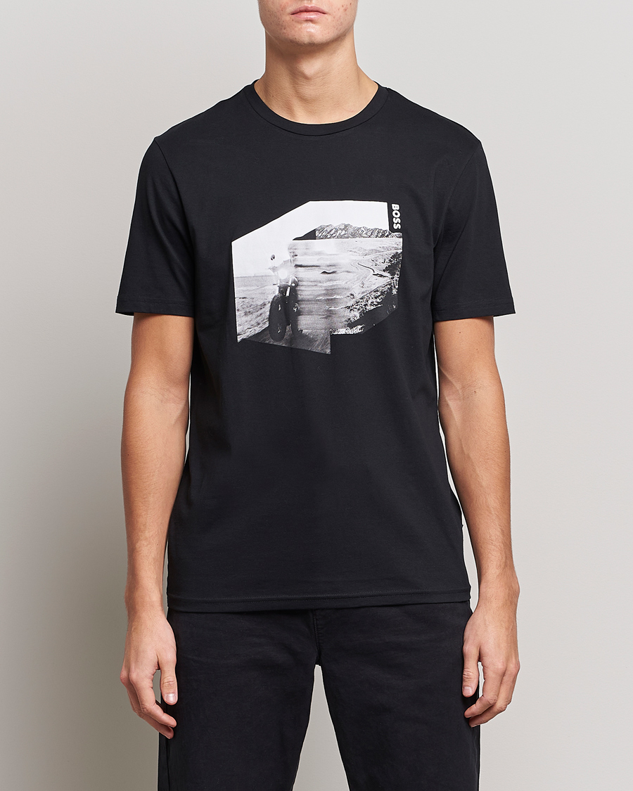 Homme | T-shirts | BOSS ORANGE | Teglow Photoprint Crew Neck T-Shirt Black