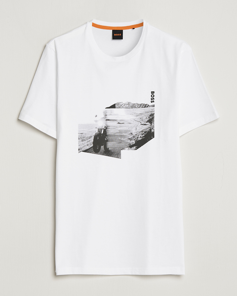 Homme | T-shirts | BOSS ORANGE | Teglow Photoprint Crew Neck T-Shirt White