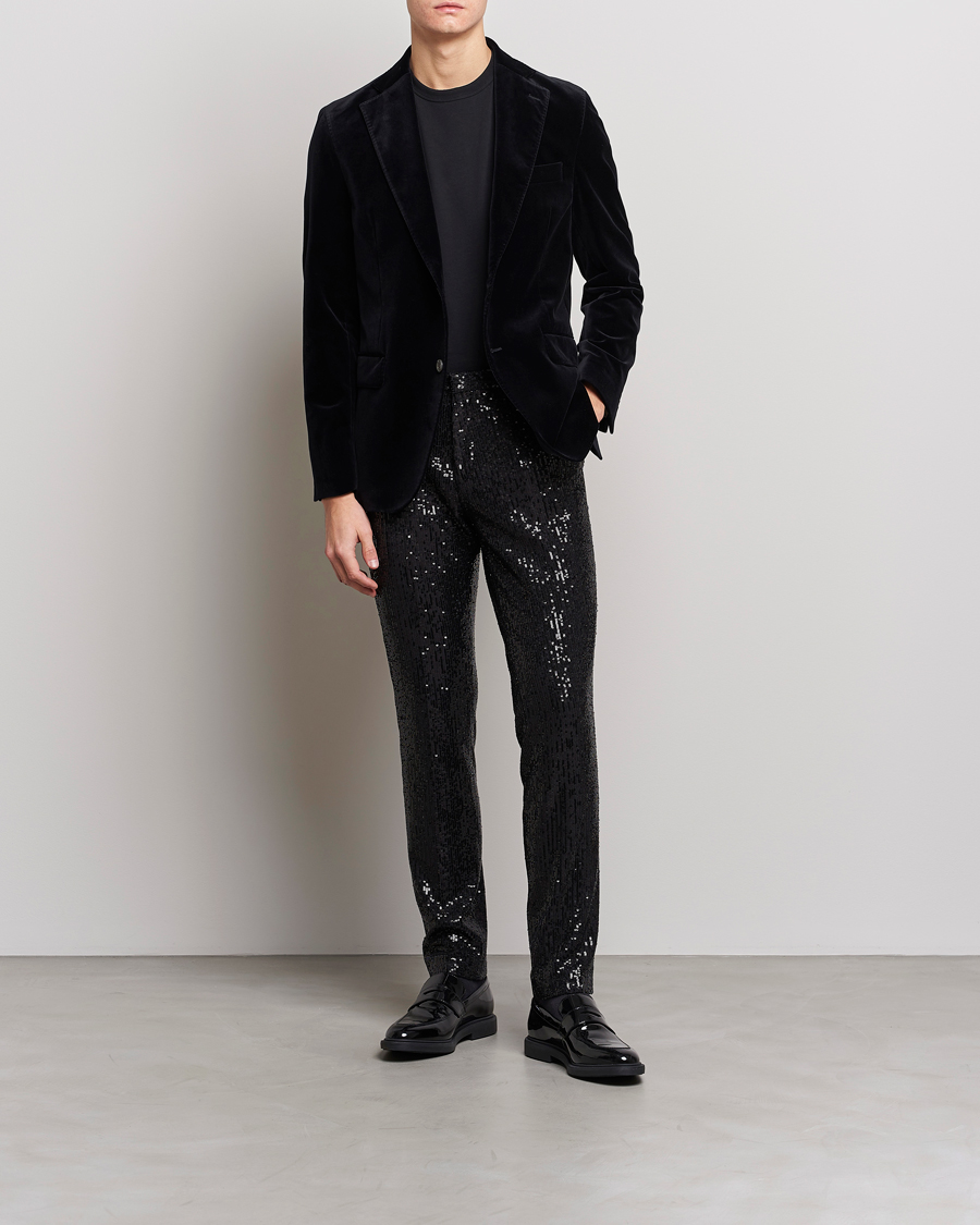 Homme | Pantalons | HUGO | Hesten Shiny Tuxedo Trousers Black