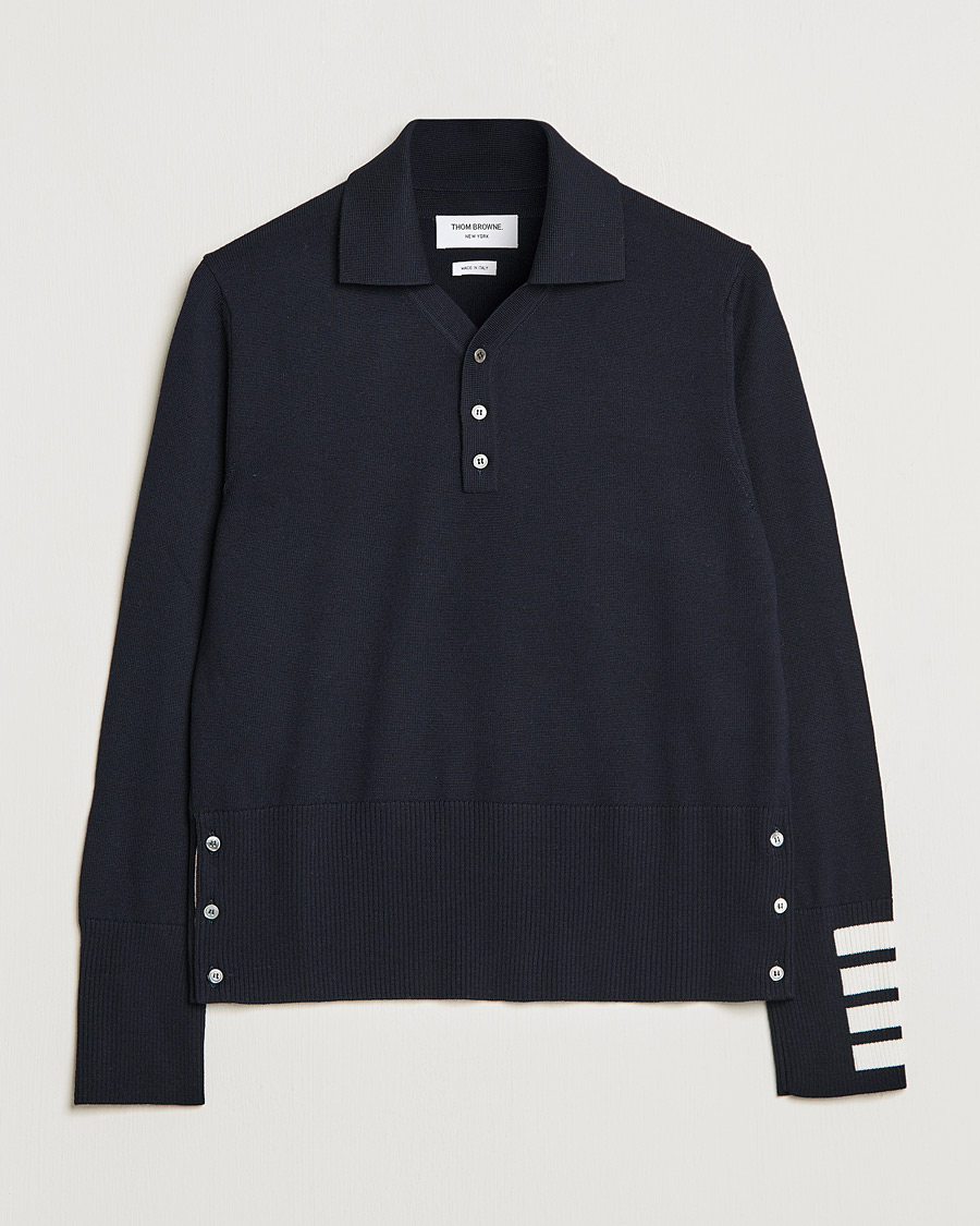 Homme | Pulls Et Tricots | Thom Browne | 4-Bar Merino Wool Knitted Polo Navy