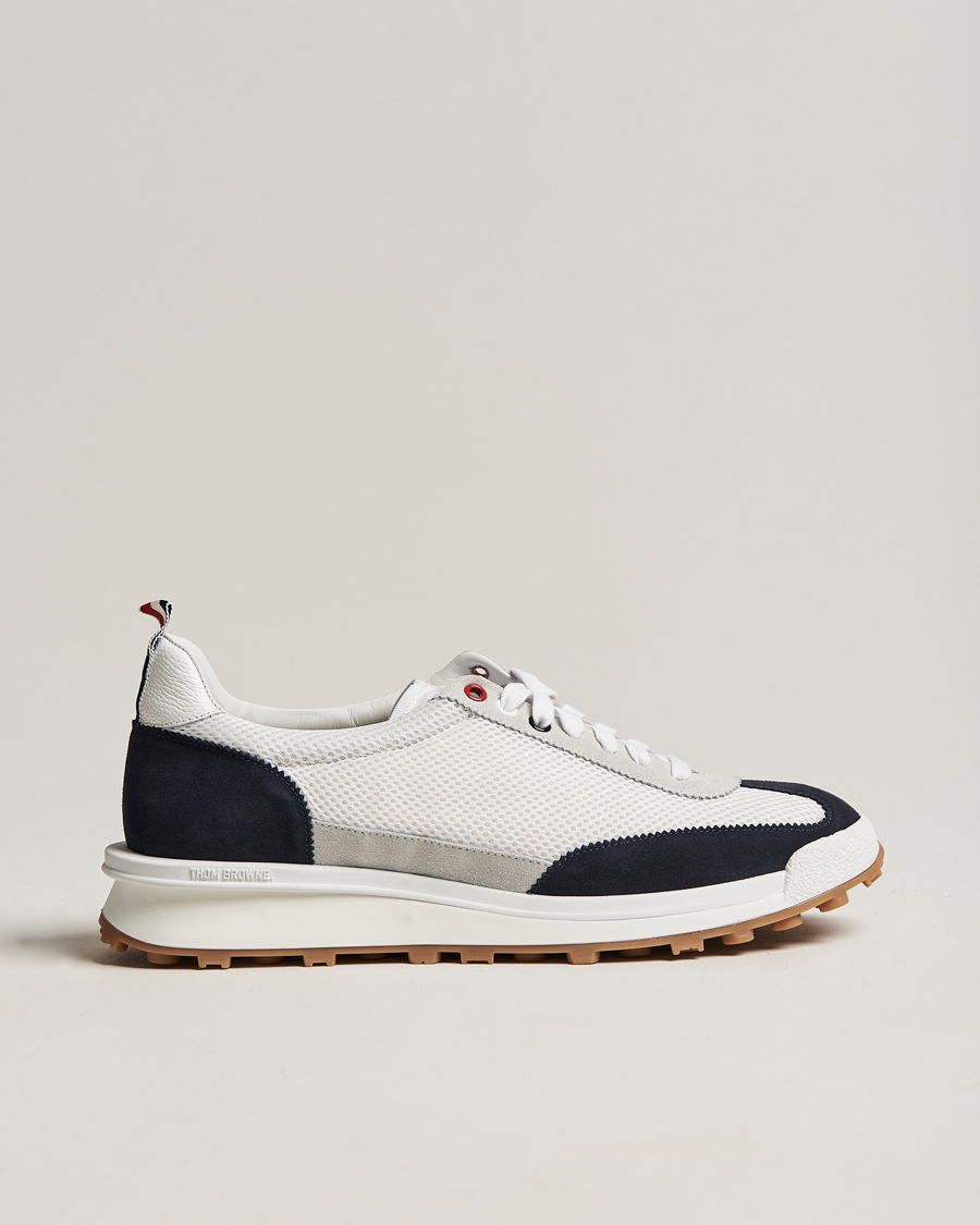 Homme | Thom Browne Tech Runner White/Navy Suede | Thom Browne | Tech Runner White/Navy Suede