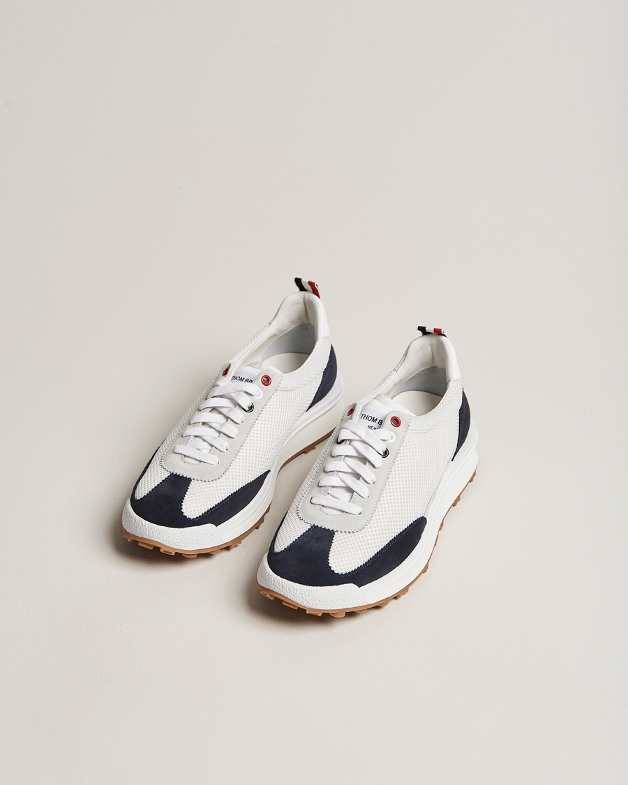 Homme | Thom Browne Tech Runner White/Navy Suede | Thom Browne | Tech Runner White/Navy Suede