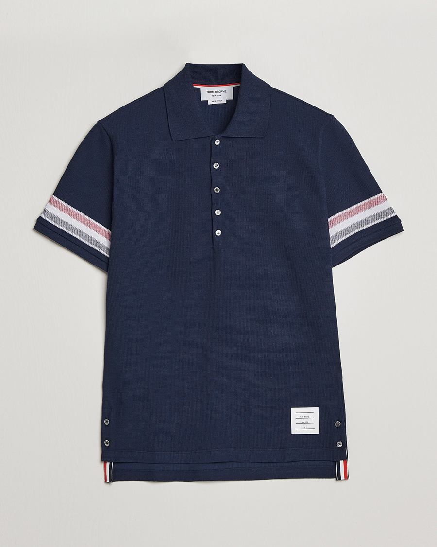Homme | Polos | Thom Browne | RWB Stripe Polo Shirt Navy