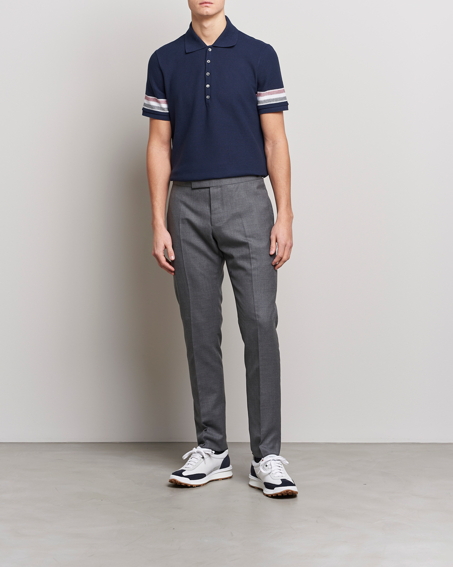 Homme | Polos | Thom Browne | RWB Stripe Polo Shirt Navy