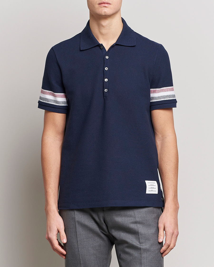 Homme | Polos | Thom Browne | RWB Stripe Polo Shirt Navy