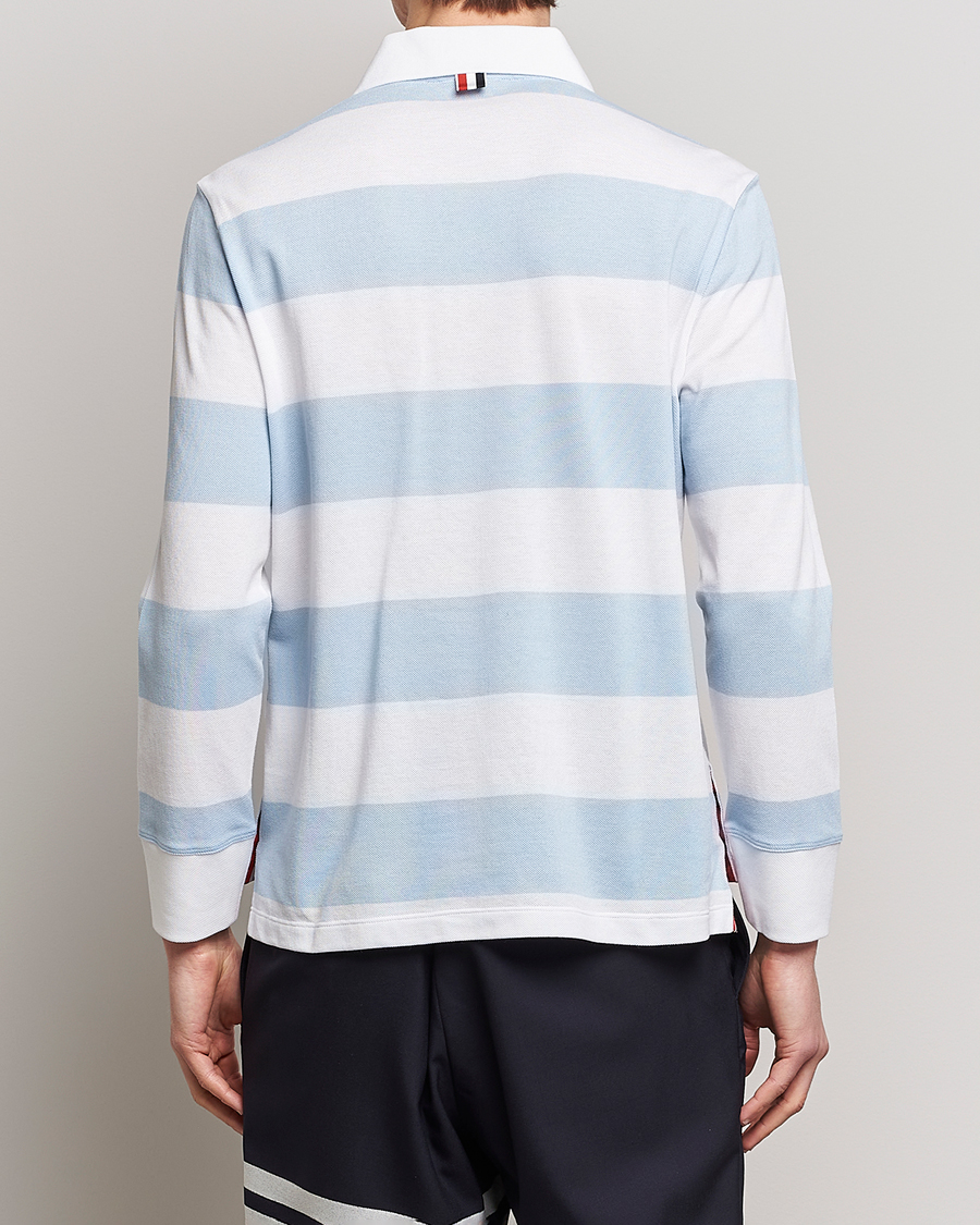 Homme | Pulls Et Tricots | Thom Browne | Rugby Stripe Long Sleeve Polo Light Blue