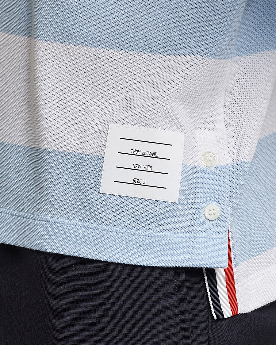 Homme | Pulls Et Tricots | Thom Browne | Rugby Stripe Long Sleeve Polo Light Blue
