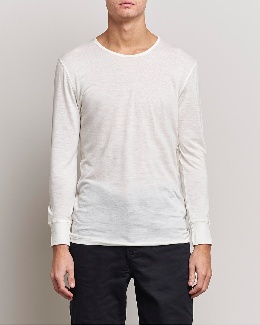 Homme | Zimmerli of Switzerland | Zimmerli of Switzerland | Wool/Silk Long Sleeve T-Shirt Ecru