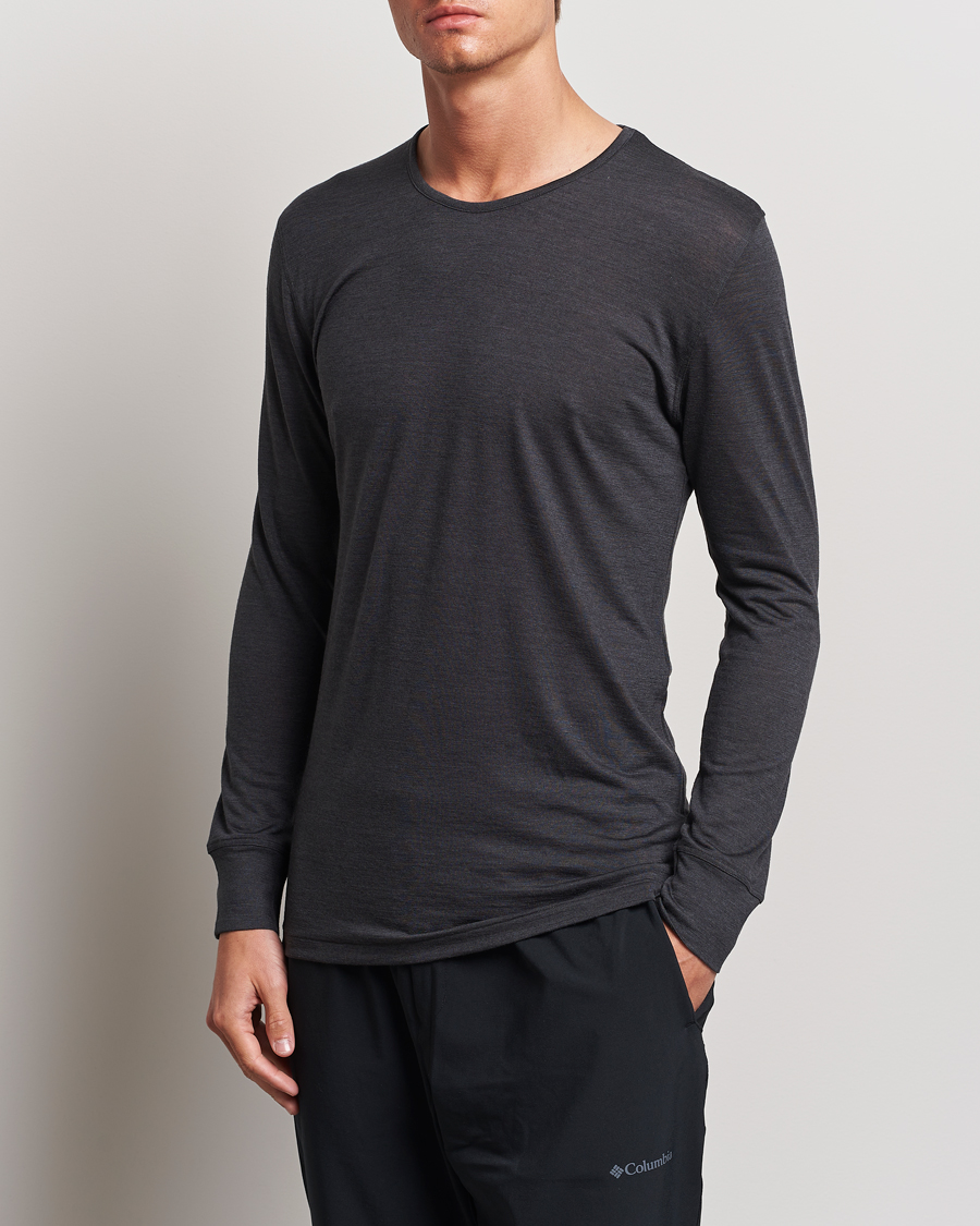 Homme | T-shirts | Zimmerli of Switzerland | Wool/Silk Long Sleeve T-Shirt Charcoal