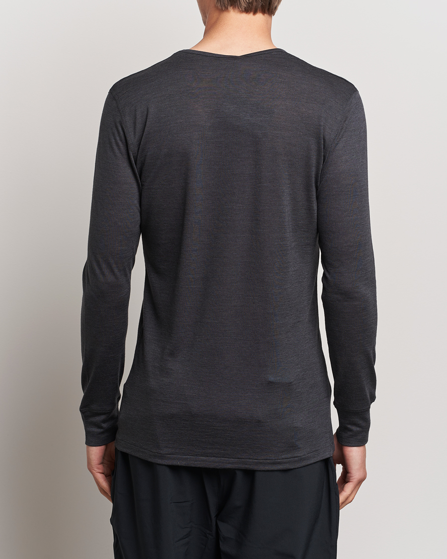 Homme | T-shirts | Zimmerli of Switzerland | Wool/Silk Long Sleeve T-Shirt Charcoal
