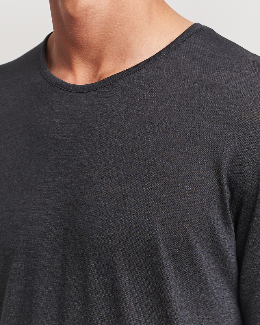 Homme | T-shirts | Zimmerli of Switzerland | Wool/Silk Long Sleeve T-Shirt Charcoal