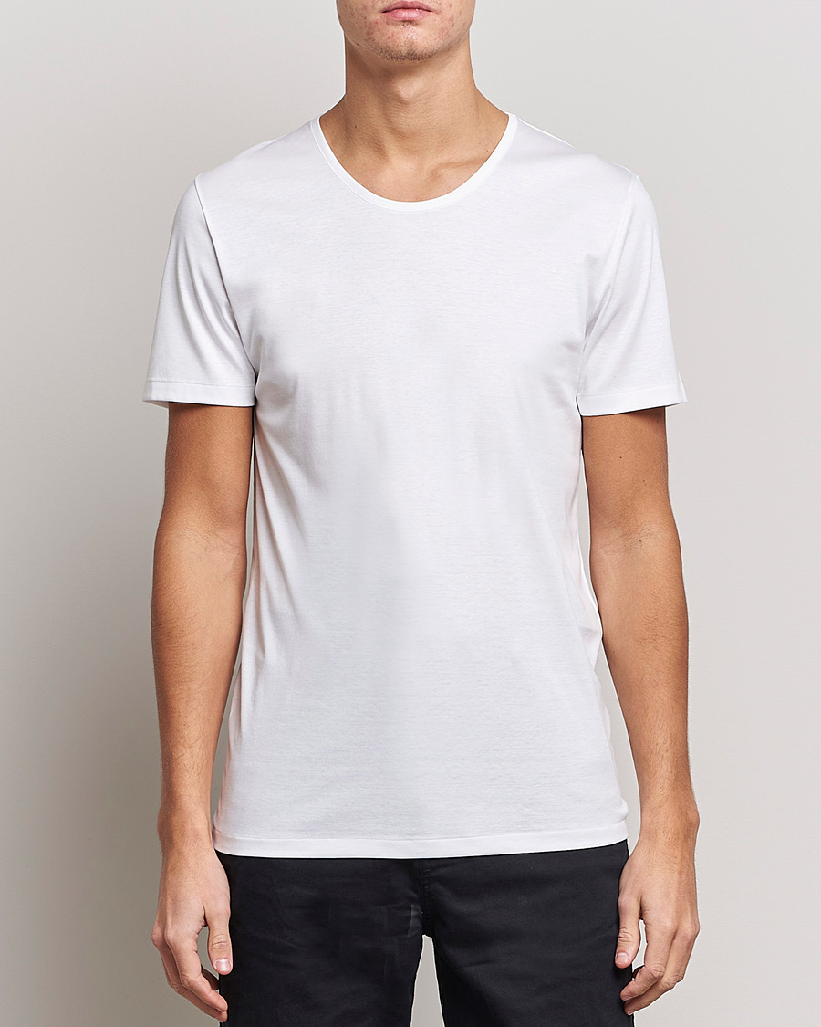 Homme | T-shirts À Manches Courtes | Zimmerli of Switzerland | Sea Island Cotton Crew Neck T-Shirt White