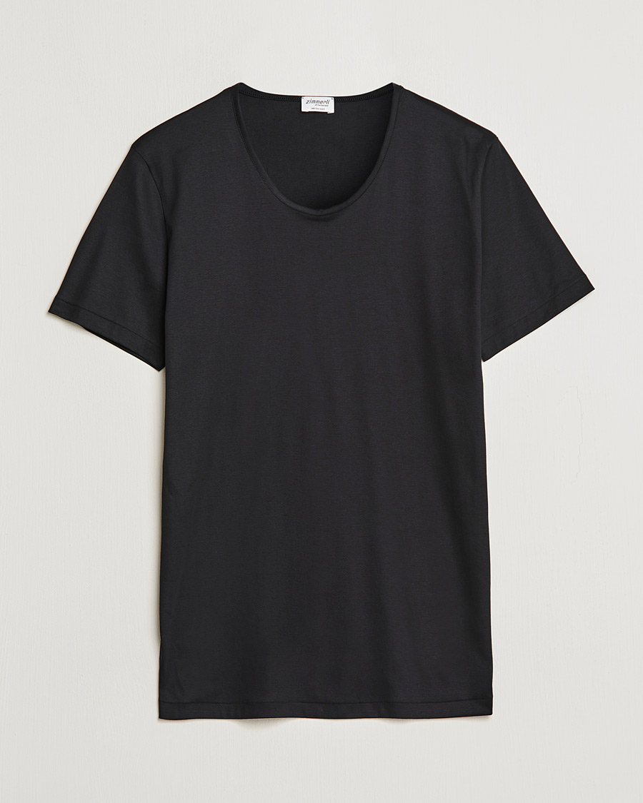 Homme | T-shirts | Zimmerli of Switzerland | Sea Island Cotton Crew Neck T-Shirt Black
