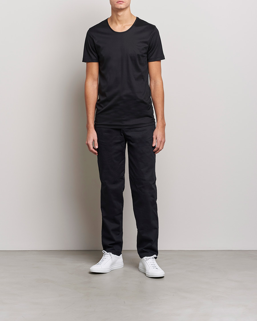 Homme | T-shirts | Zimmerli of Switzerland | Sea Island Cotton Crew Neck T-Shirt Black