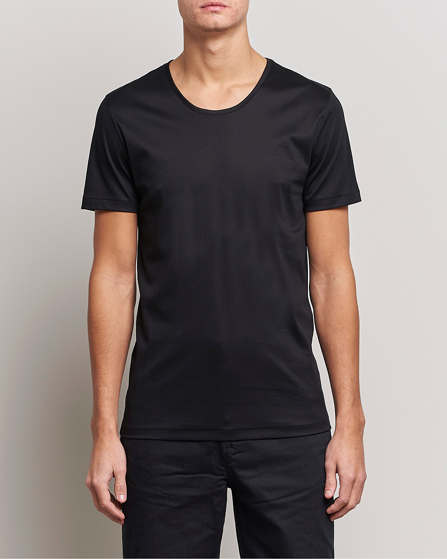 Homme | T-shirts À Manches Courtes | Zimmerli of Switzerland | Sea Island Cotton Crew Neck T-Shirt Black