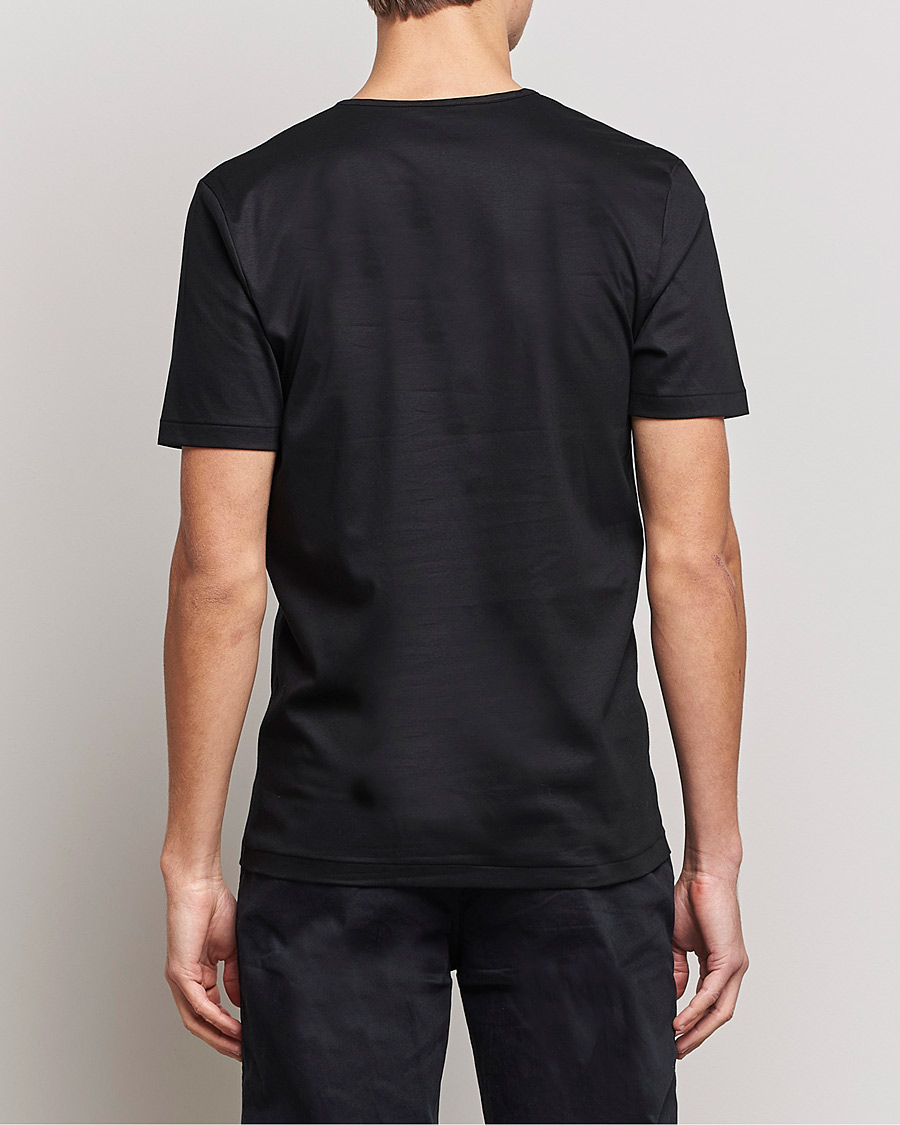 Homme | T-shirts | Zimmerli of Switzerland | Sea Island Cotton V-Neck T-Shirt Black