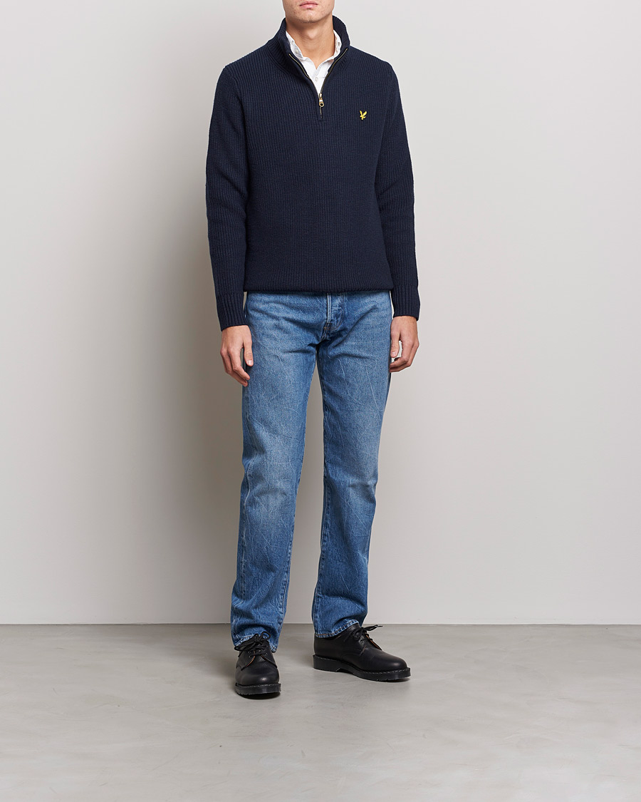 Homme | Pulls Et Tricots | Lyle & Scott | Ribbed Quarter Zip Sweater Navy