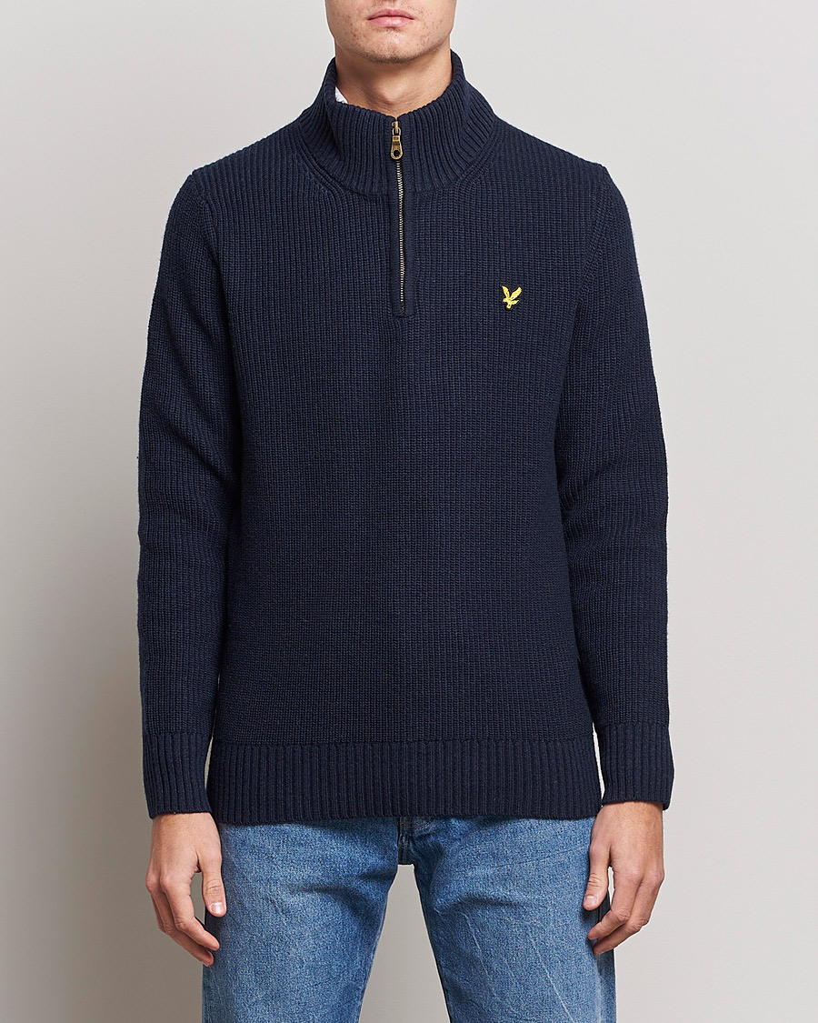 Homme | Pulls Et Tricots | Lyle & Scott | Ribbed Quarter Zip Sweater Navy