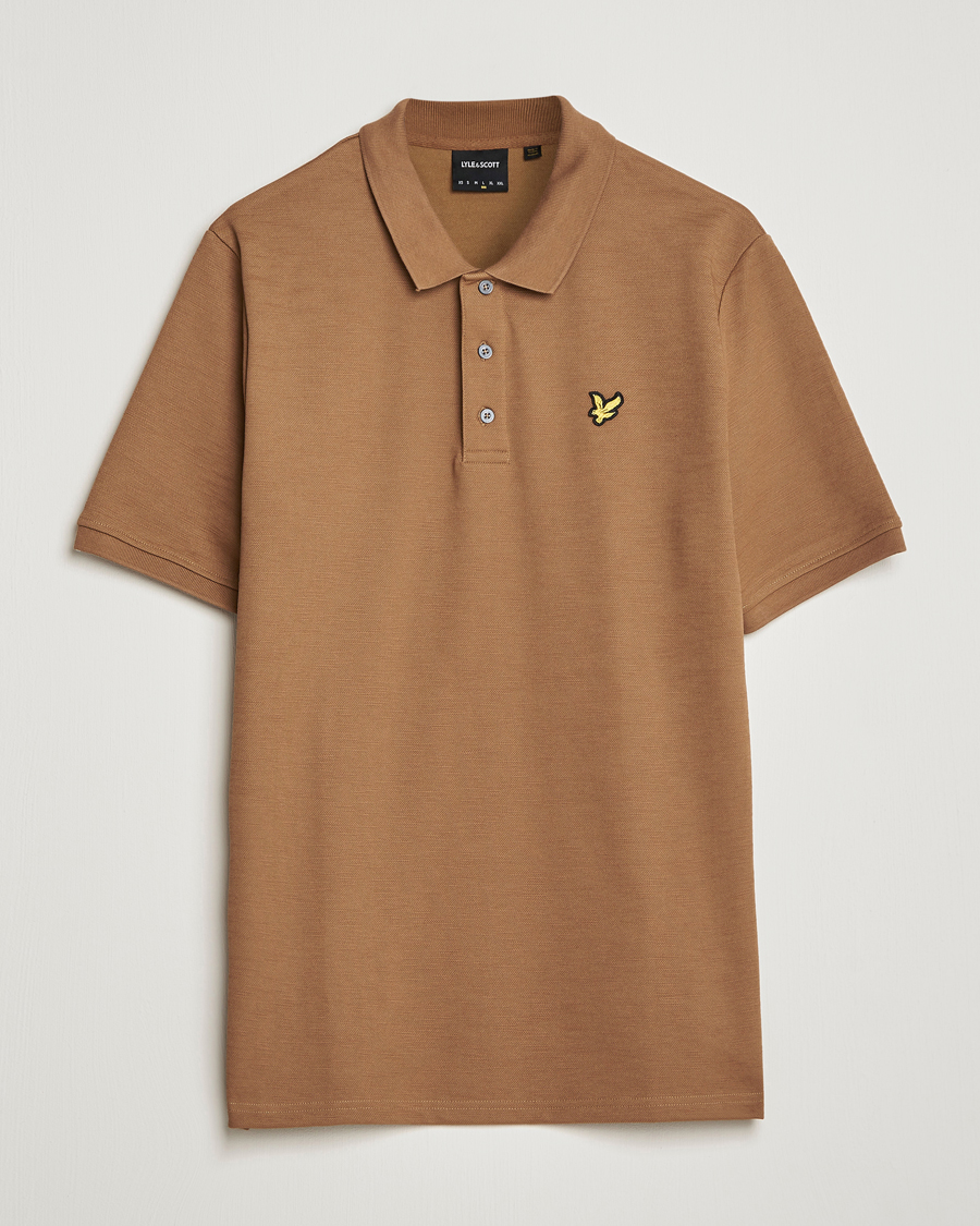 Homme | Polos | Lyle & Scott | Chunky Slub Pique Polo Camel Bronze