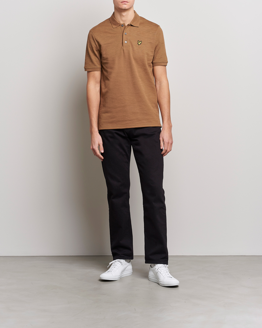 Homme | Polos | Lyle & Scott | Chunky Slub Pique Polo Camel Bronze