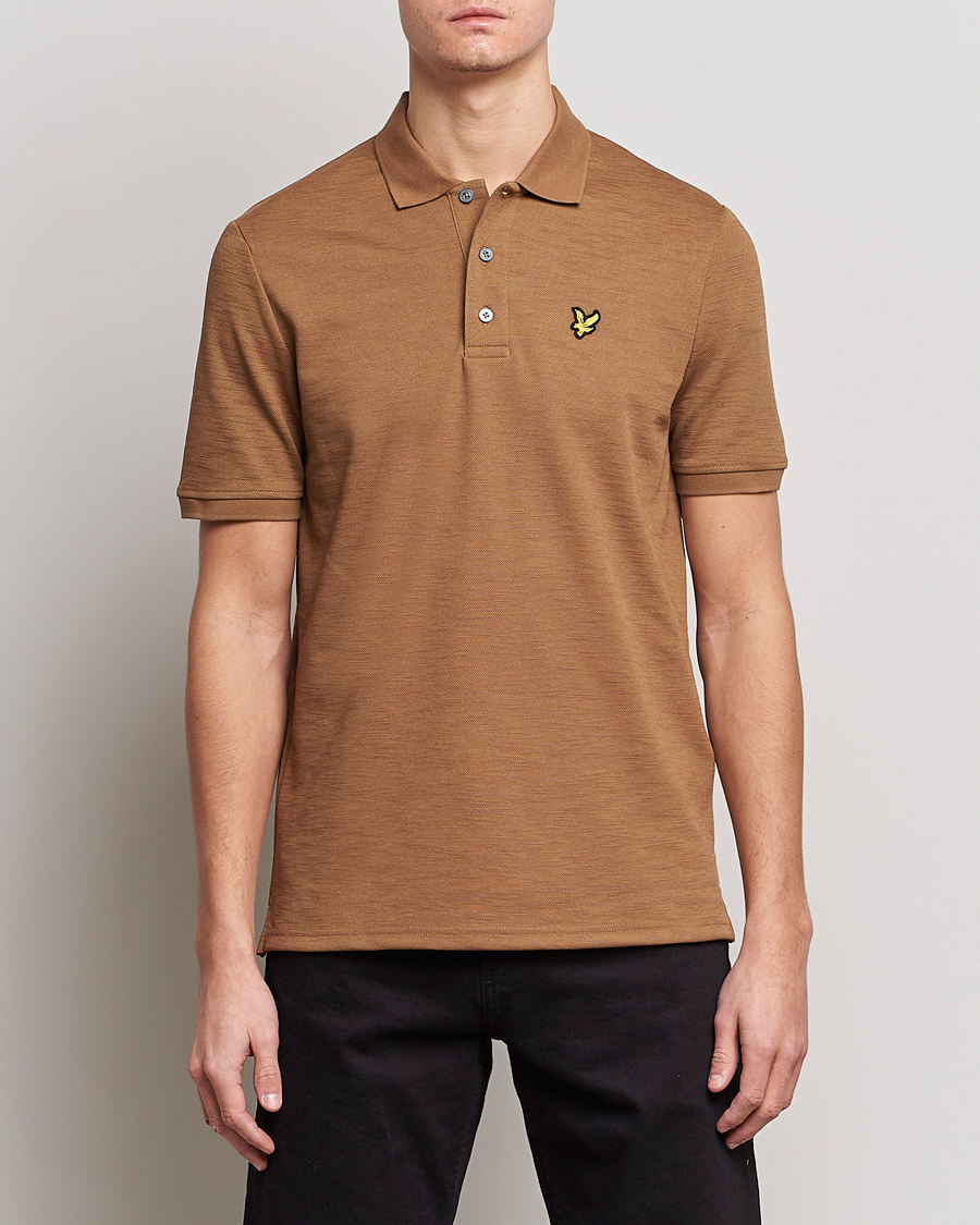 Homme | Polos | Lyle & Scott | Chunky Slub Pique Polo Camel Bronze