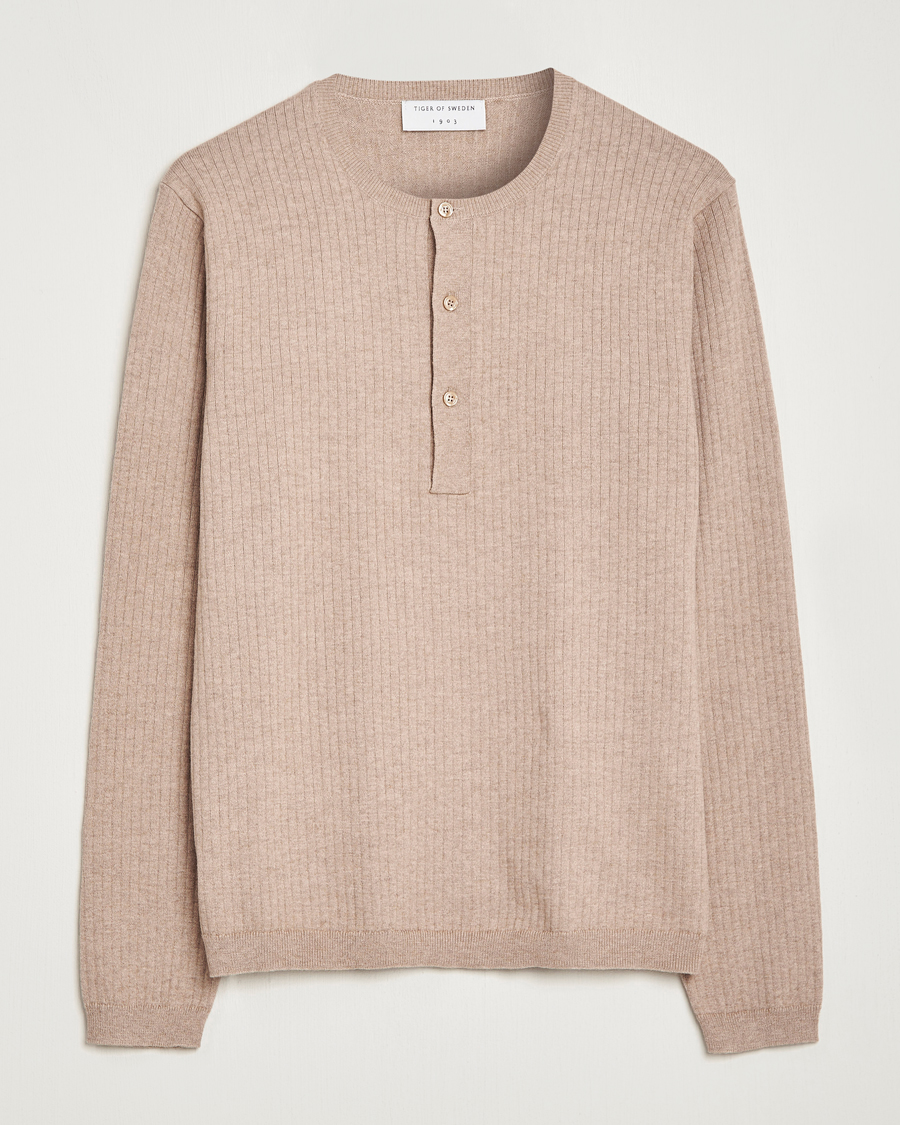 Homme | Pulls Et Tricots | Tiger of Sweden | Nassau Cotton Wool Knitted Sweater Beigie Melange