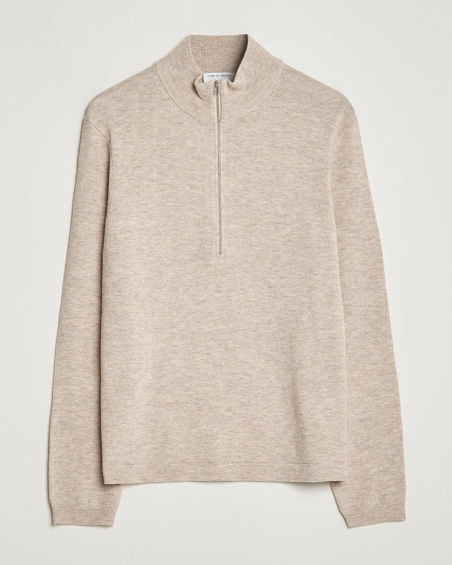 Homme | Pulls Et Tricots | Tiger of Sweden | Owain Merino Half Zip Sweater Dark White