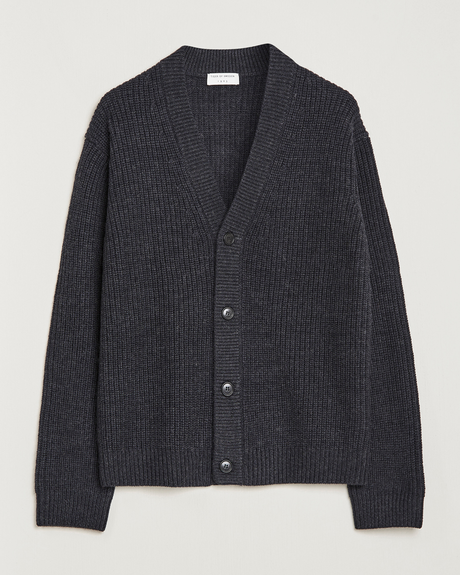 Homme | Pulls Et Tricots | Tiger of Sweden | Reiner Wool Cardigan Dark Grey Mel