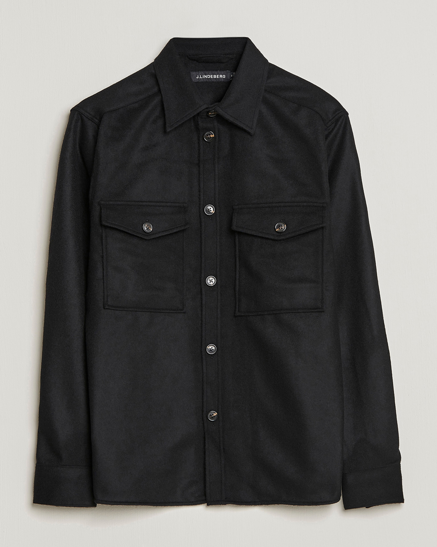 Homme | Chemises | J.Lindeberg | Silas Regular Wool Mix Overshirt Black