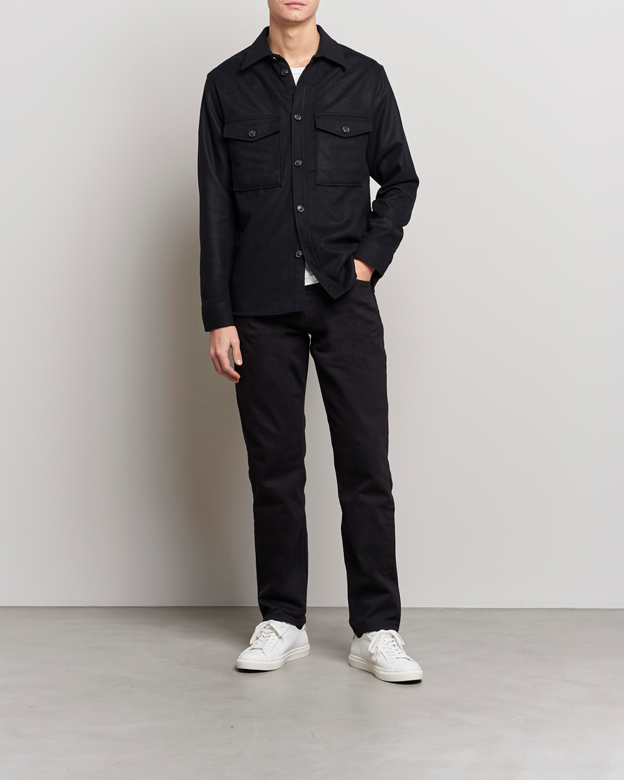 Homme | Chemises | J.Lindeberg | Silas Regular Wool Mix Overshirt Black