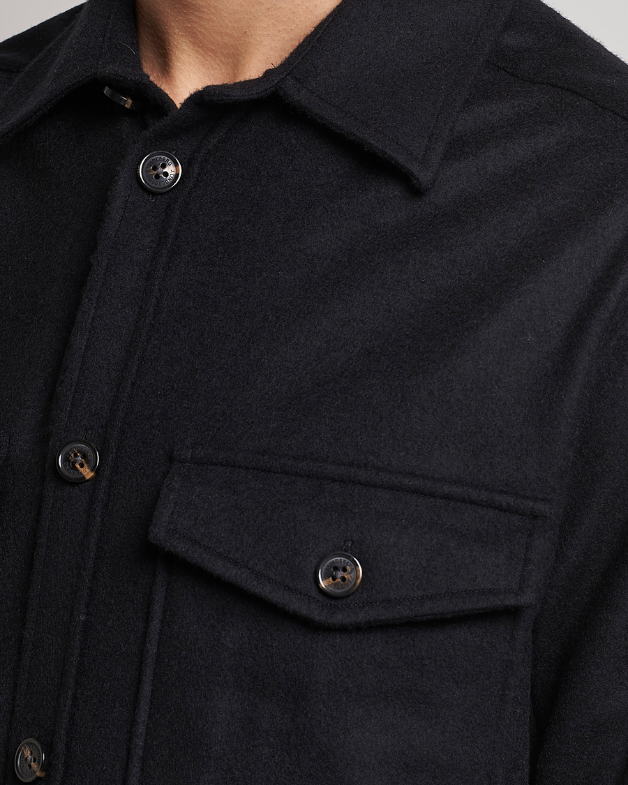 Homme | Chemises | J.Lindeberg | Silas Regular Wool Mix Overshirt Black