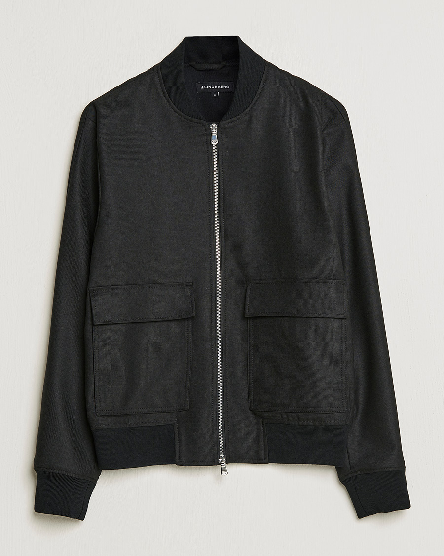 Homme | Manteaux Et Vestes | J.Lindeberg | Thom Bomber Wool Twill Jacket Black