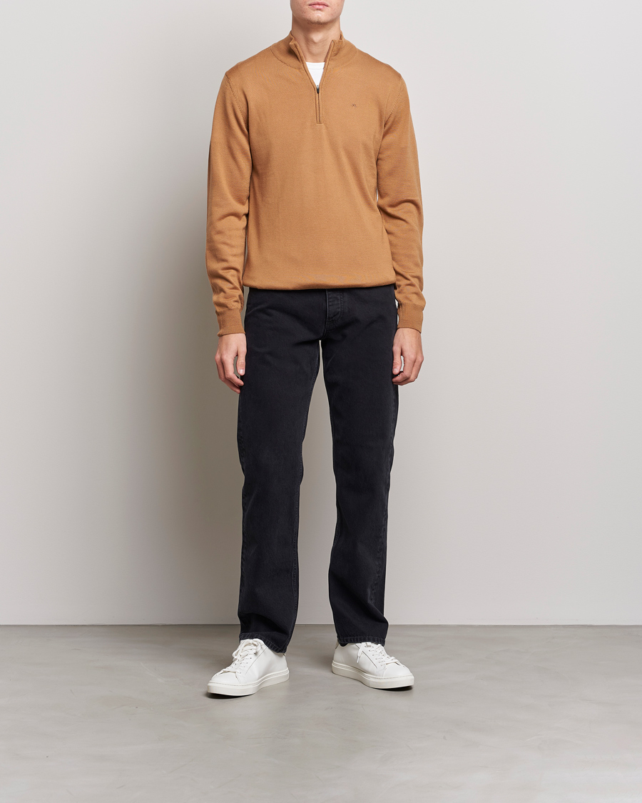 Homme | Pulls Et Tricots | J.Lindeberg | Kian Quarter Zip Merino Sweater Chipmunk