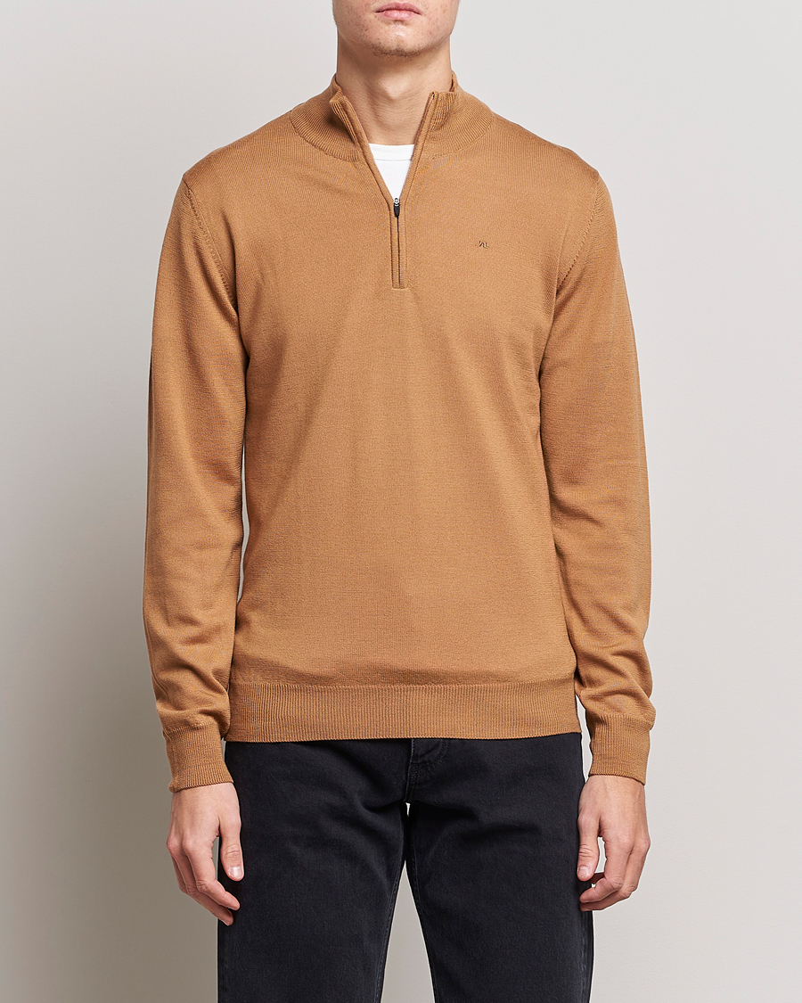 Homme | Pulls Et Tricots | J.Lindeberg | Kian Quarter Zip Merino Sweater Chipmunk