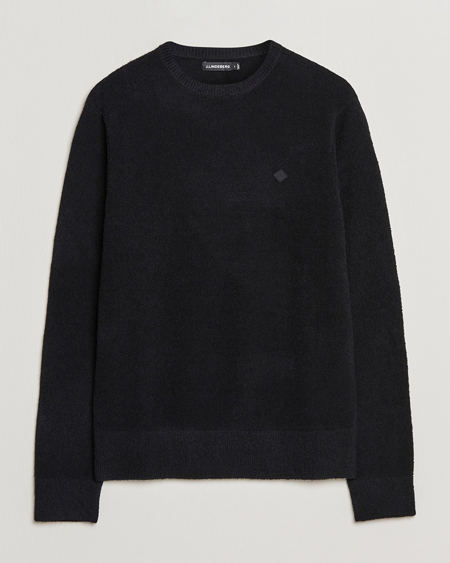 Homme | Pulls Et Tricots | J.Lindeberg | Yuri Merino Logo Crew Neck Sweater Black