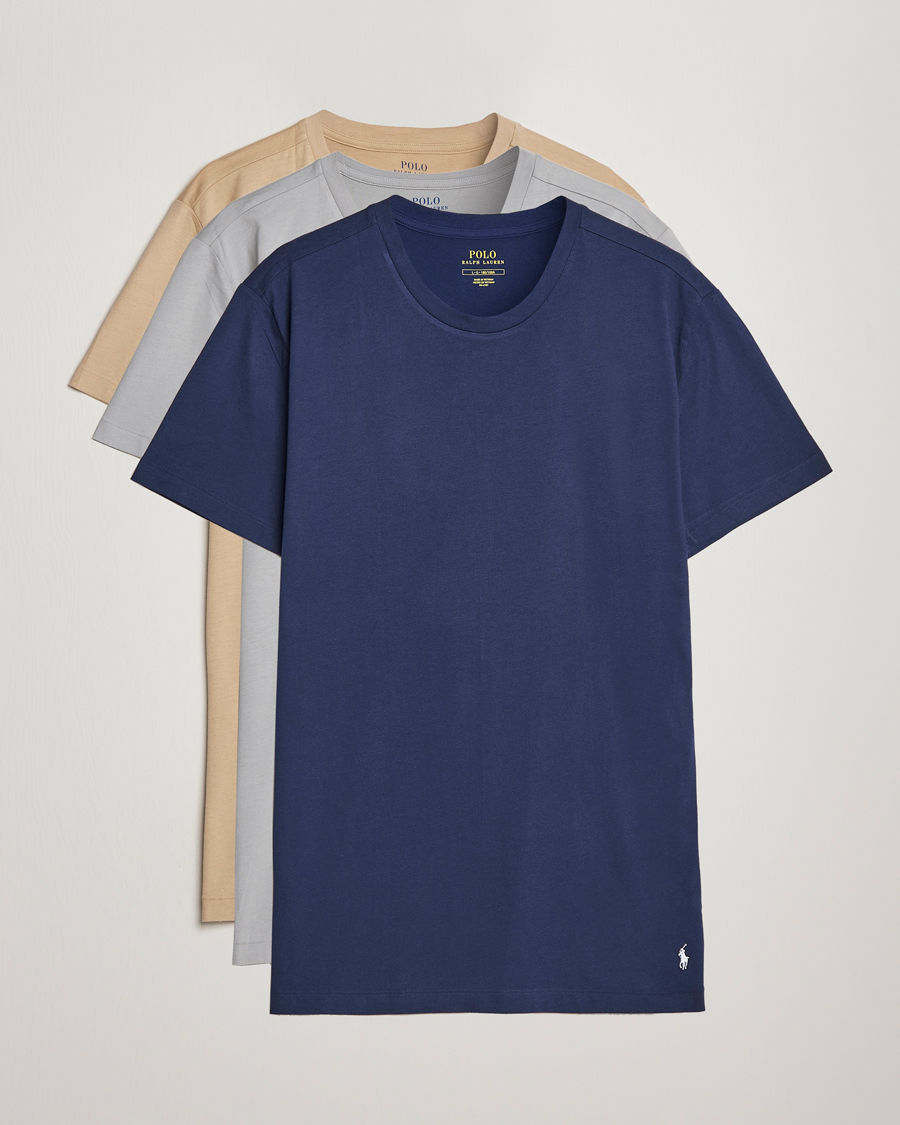 Homme | T-shirts | Polo Ralph Lauren | 3-Pack Crew Neck T-Shirt Grey/Navy/Sand Dune