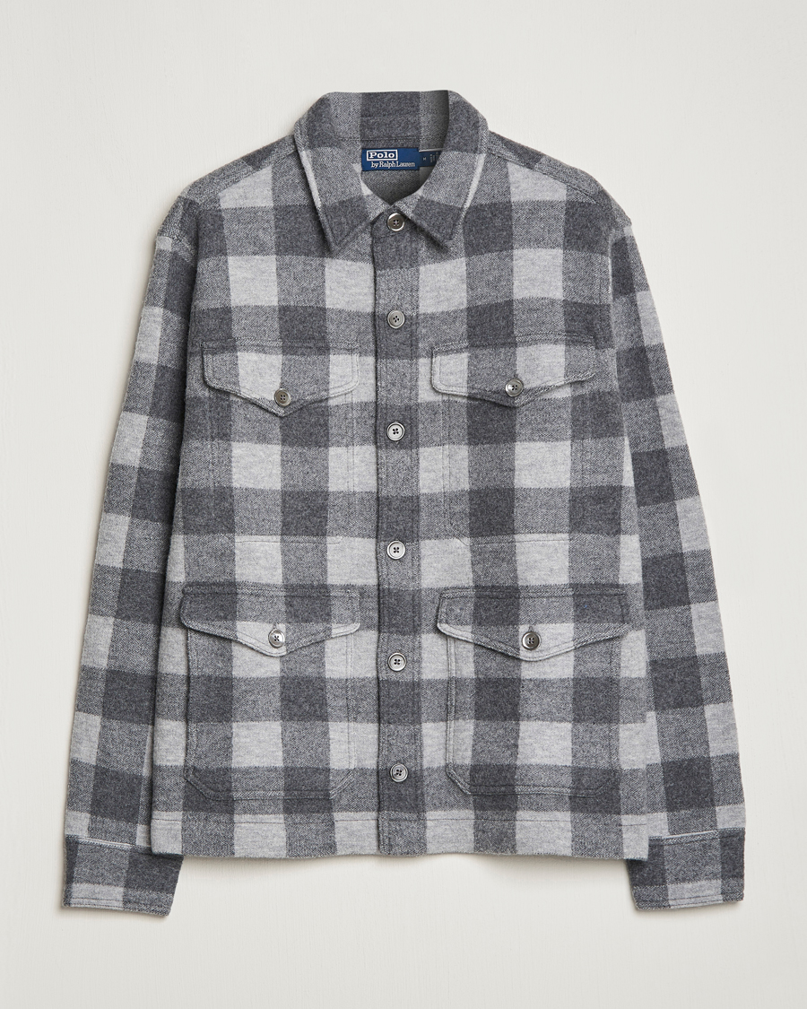Homme | Chemises | Polo Ralph Lauren | Checked Wool Overshirt Jacket Grey Multi