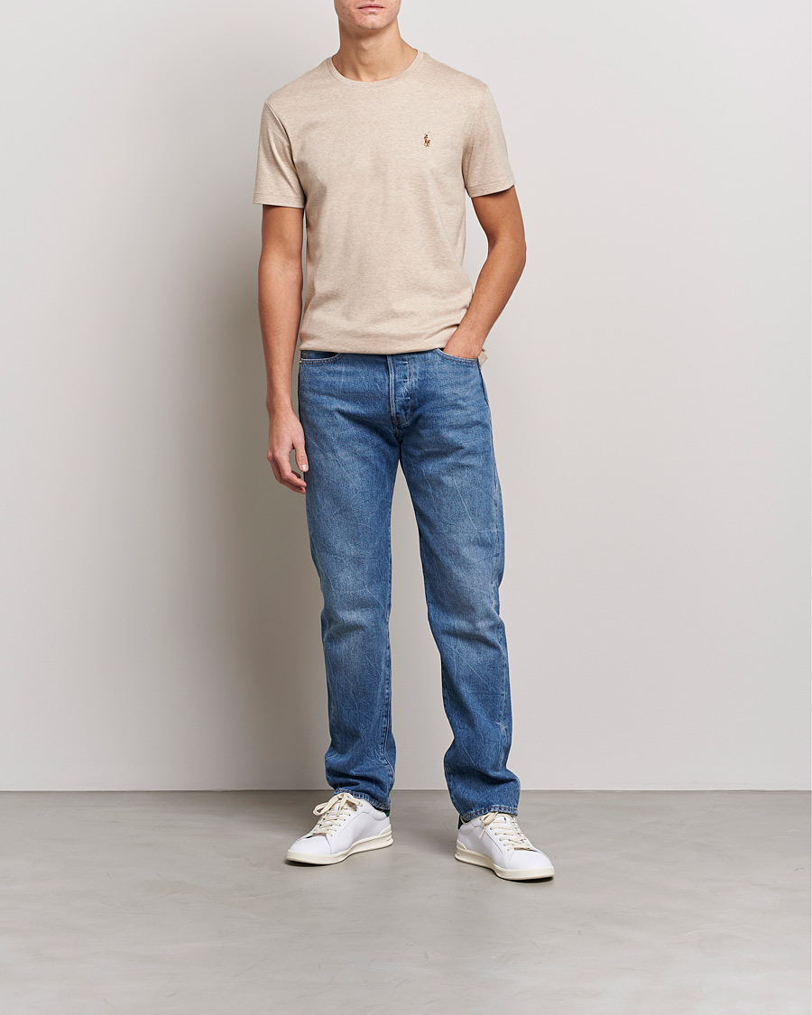 Homme | T-shirts | Polo Ralph Lauren | Luxury Pima Cotton Crew Neck T-Shirt Sand Heather