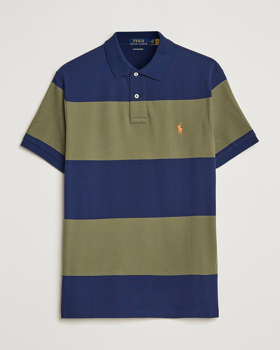 Homme | Polos | Polo Ralph Lauren | Custom Slim Fit Barstriped Polo Navy/Dark Sage
