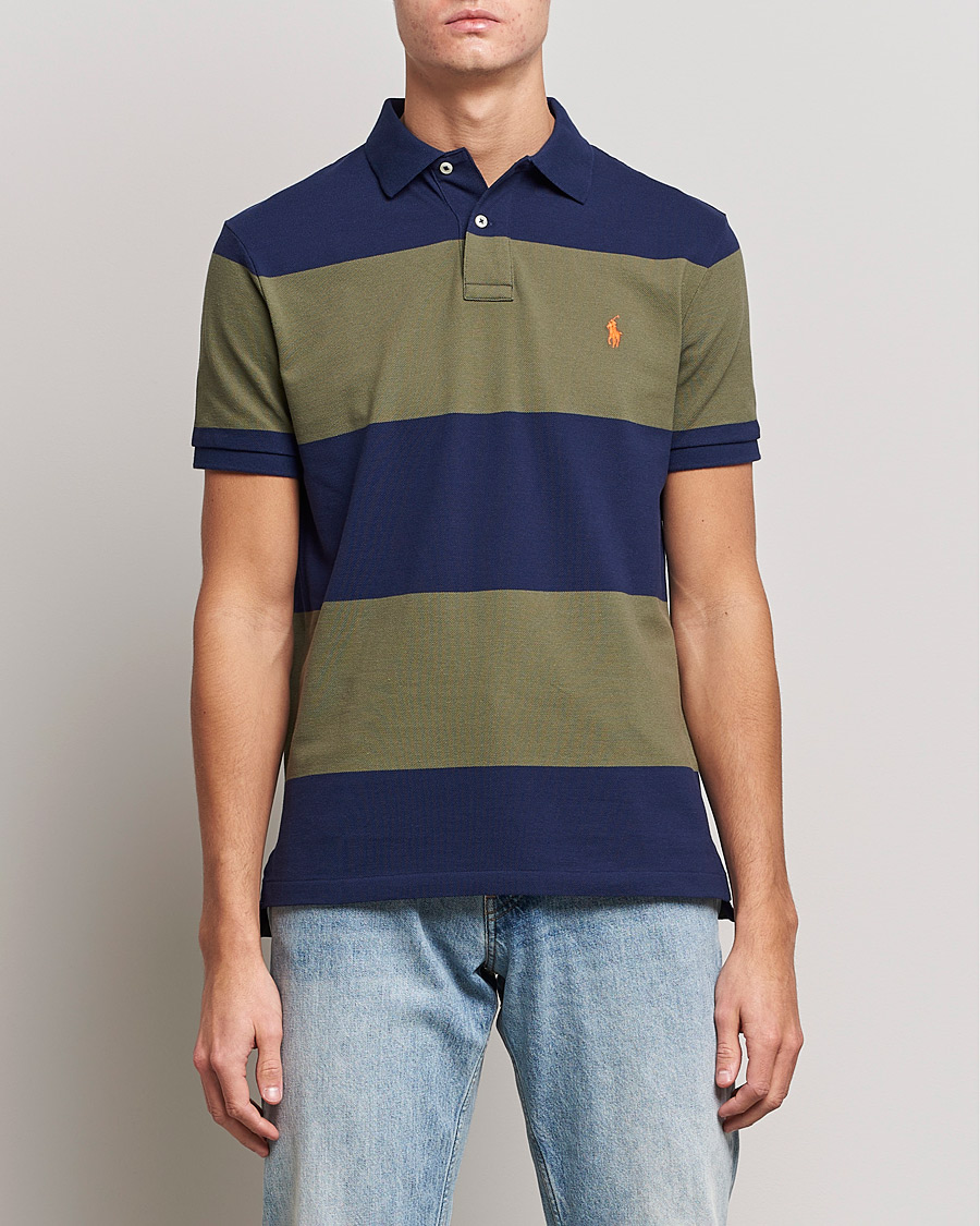Homme | Polos | Polo Ralph Lauren | Custom Slim Fit Barstriped Polo Navy/Dark Sage