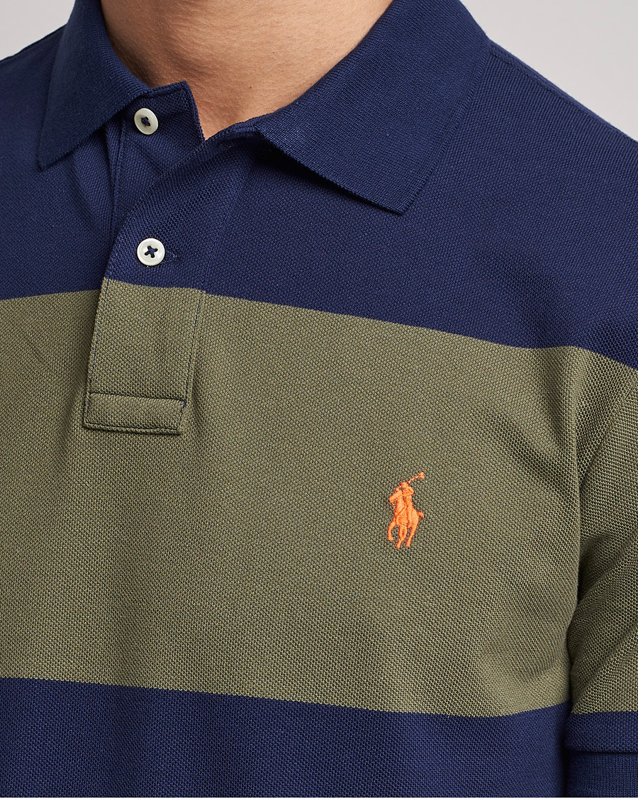 Homme | Polos | Polo Ralph Lauren | Custom Slim Fit Barstriped Polo Navy/Dark Sage