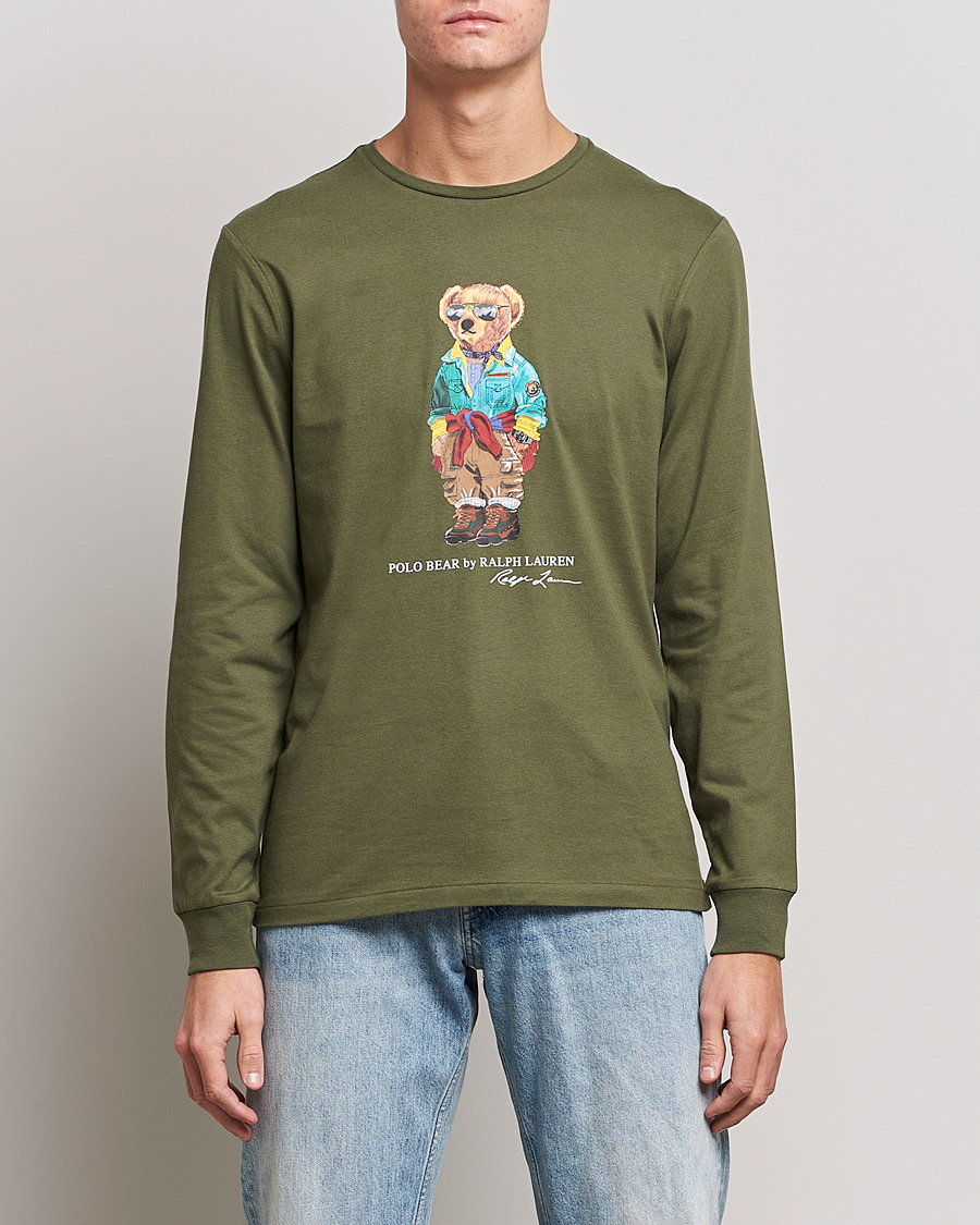 Homme | T-shirts | Polo Ralph Lauren | Printed Bear Crew Neck Long Sleeve T-Shirt Dark Sage