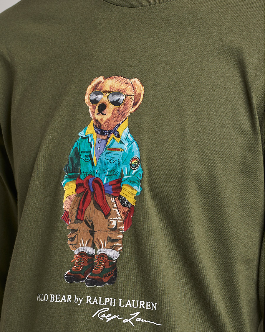 Homme | T-shirts | Polo Ralph Lauren | Printed Bear Crew Neck Long Sleeve T-Shirt Dark Sage