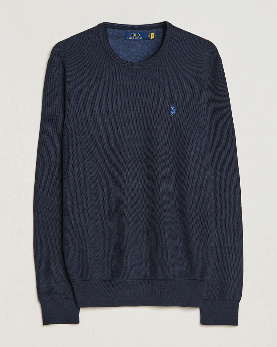 Homme | Pulls Et Tricots | Polo Ralph Lauren | Textured Crew Neck Sweater Navy Heather