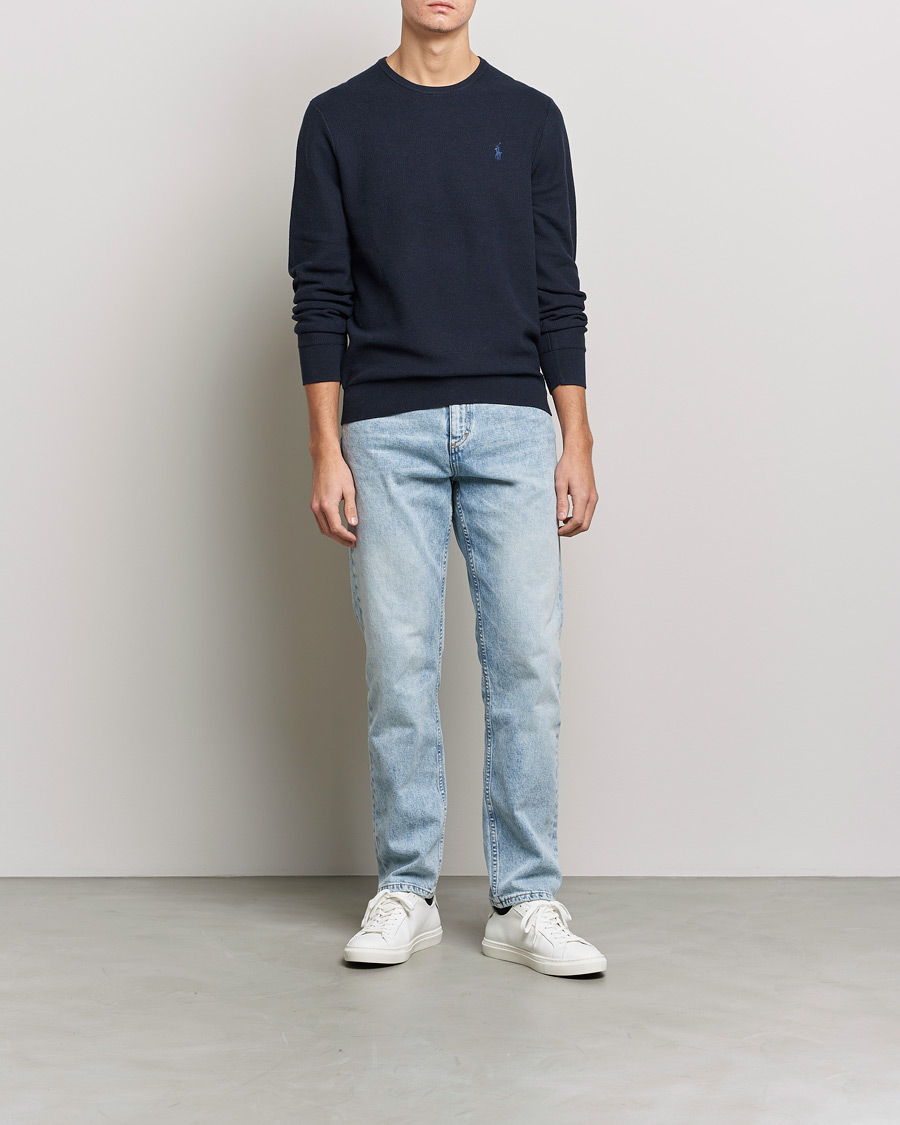 Homme | Pulls Et Tricots | Polo Ralph Lauren | Textured Crew Neck Sweater Navy Heather