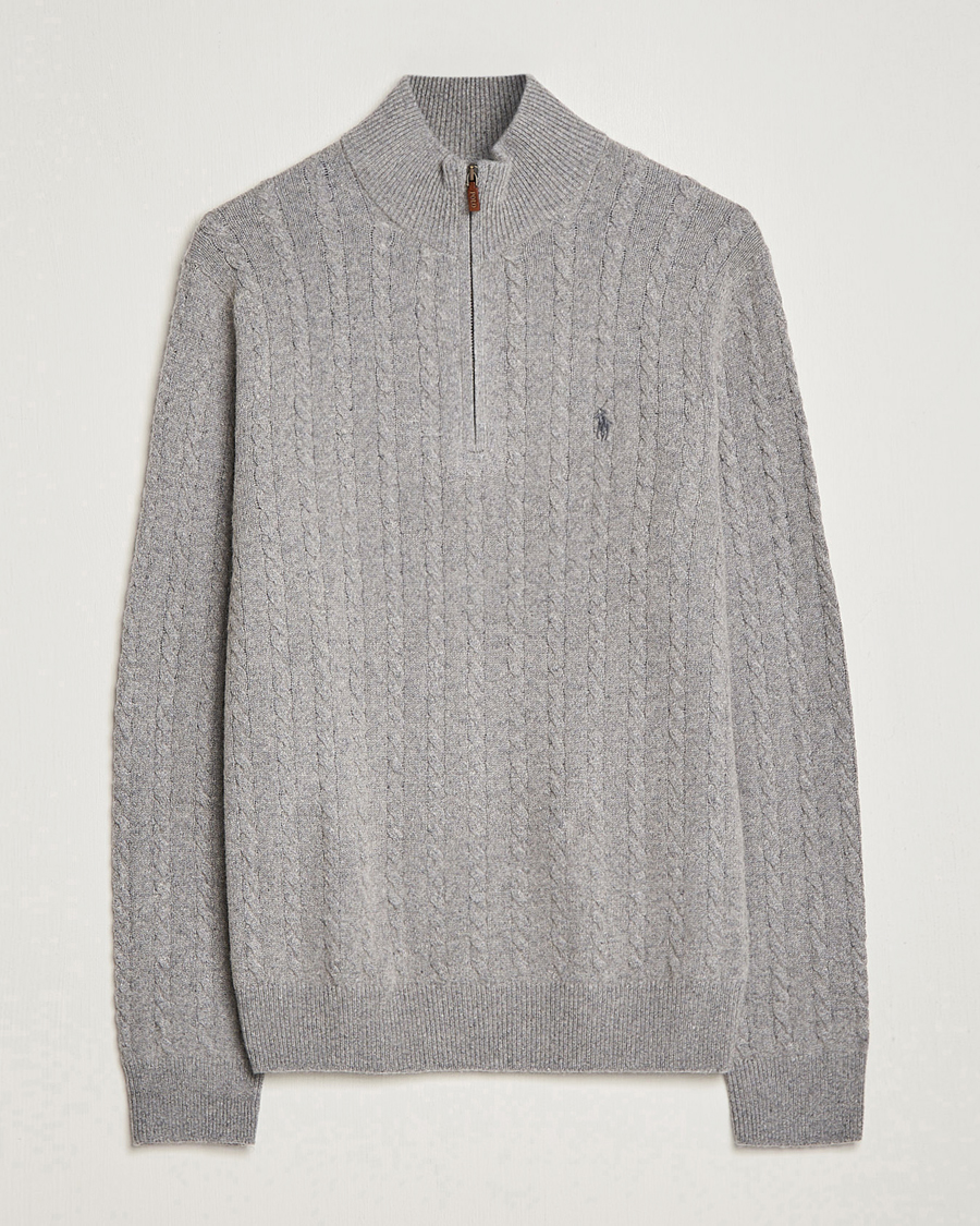 Homme | Pulls Et Tricots | Polo Ralph Lauren | Cotton/Wool Cable Half-Zip Fawn Grey Heather