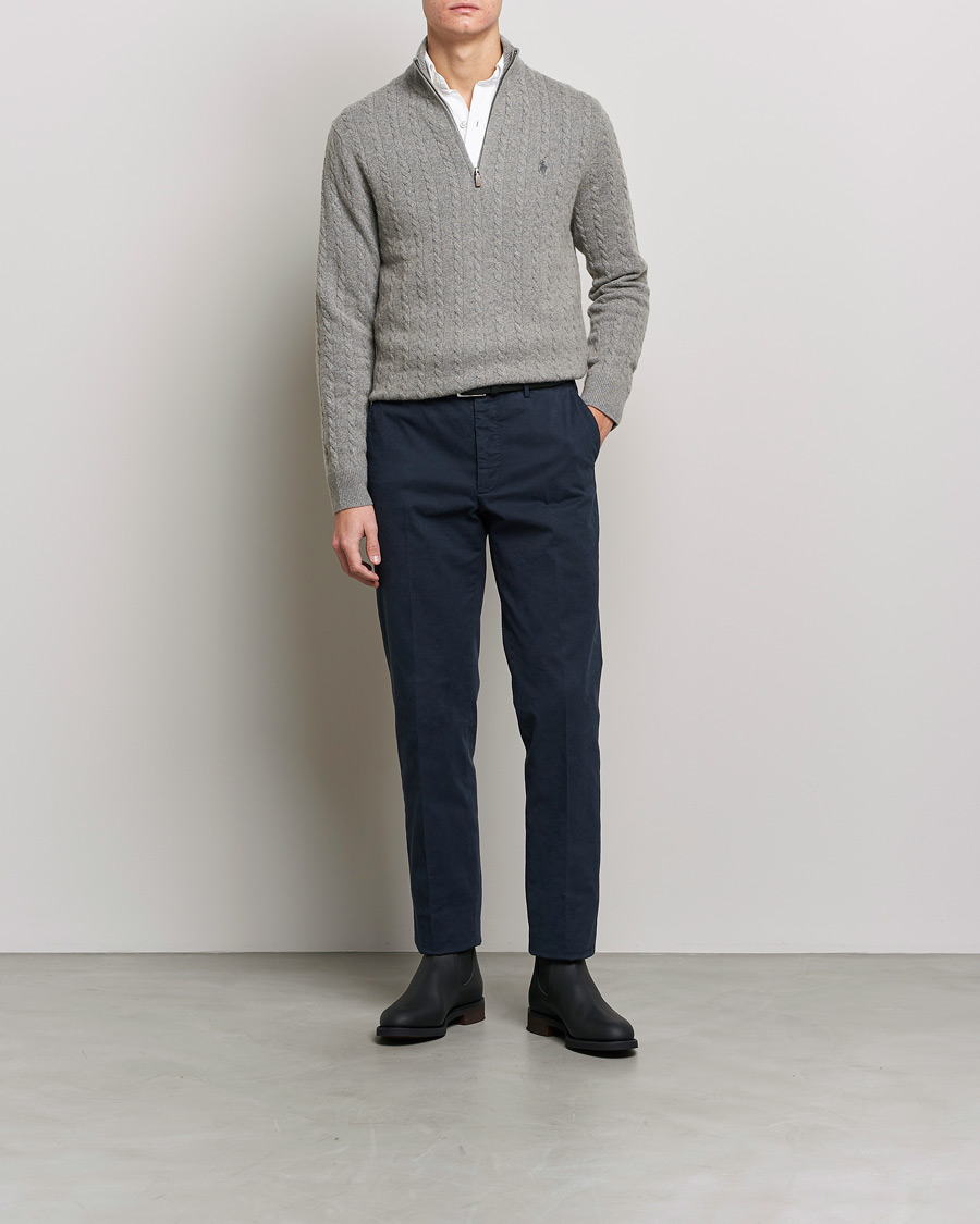 Homme | Pulls Et Tricots | Polo Ralph Lauren | Cotton/Wool Cable Half-Zip Fawn Grey Heather